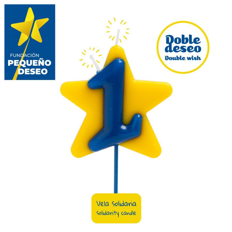 VELA SOLIDARIA DOBLE DESEO NÚMERO 1 - DEKORA