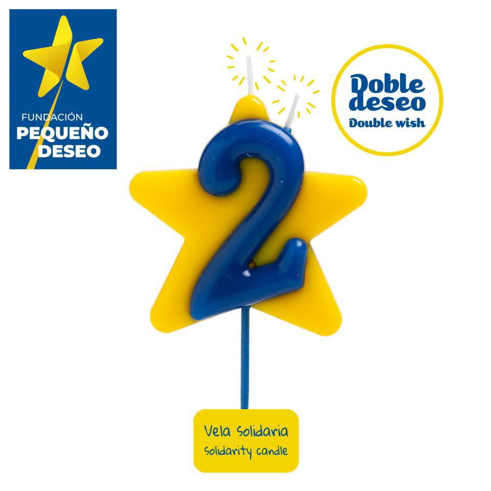 VELA SOLIDARIA DOBLE DESEO NÚMERO 2 - DEKORA