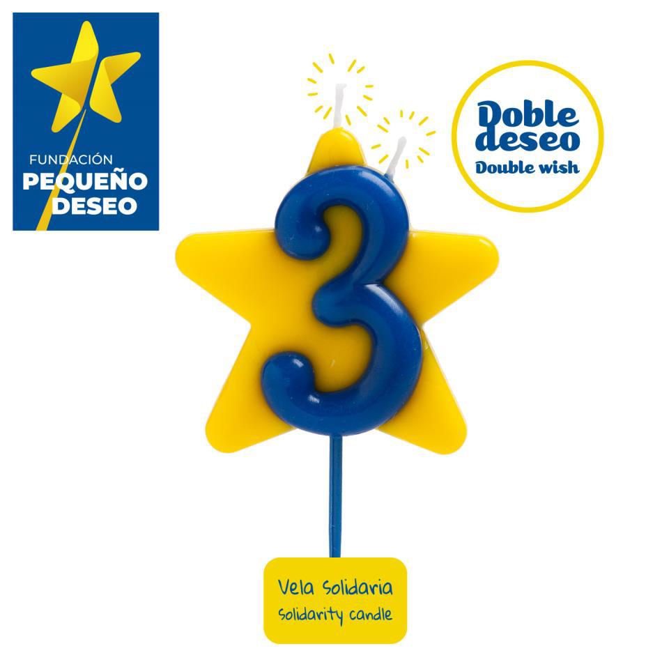 VELA SOLIDARIA DOBLE DESEO NÚMERO 3 - DEKORA