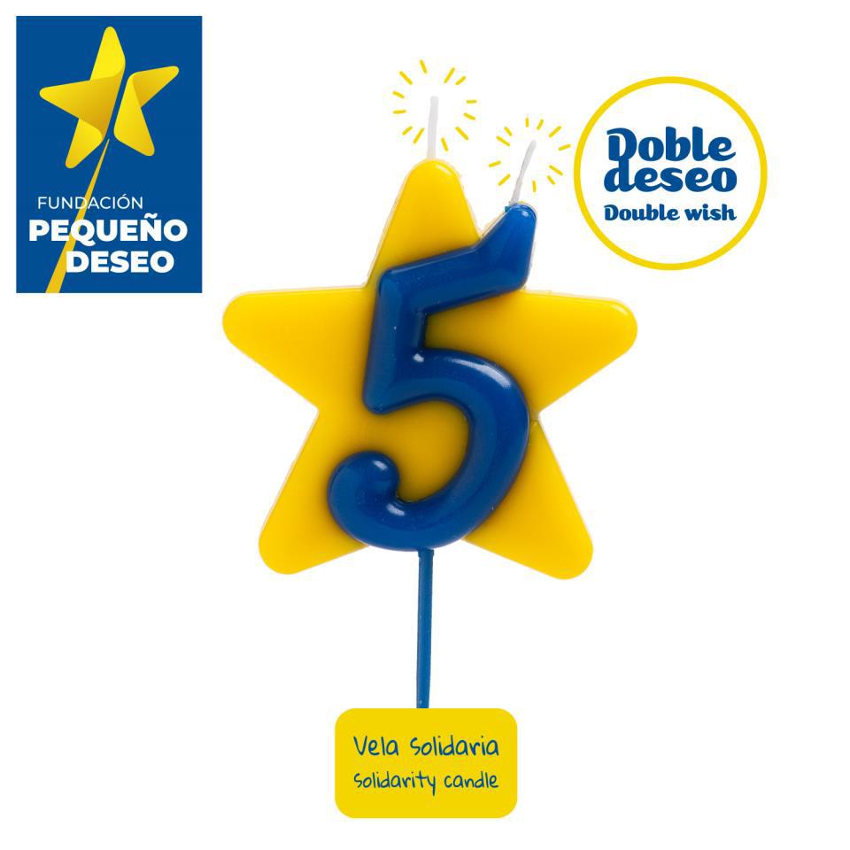 VELA SOLIDARIA DOBLE DESEO NÚMERO 5 - DEKORA