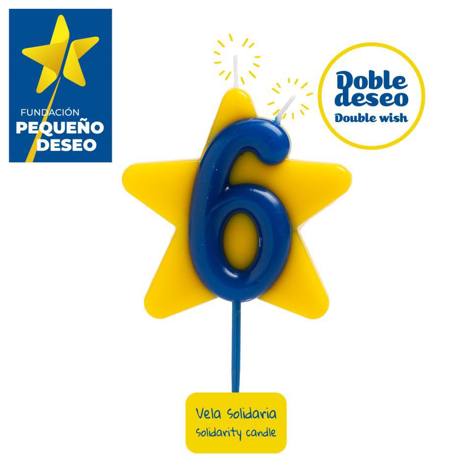 VELA SOLIDARIA DOBLE DESEO NÚMERO 6 - DEKORA