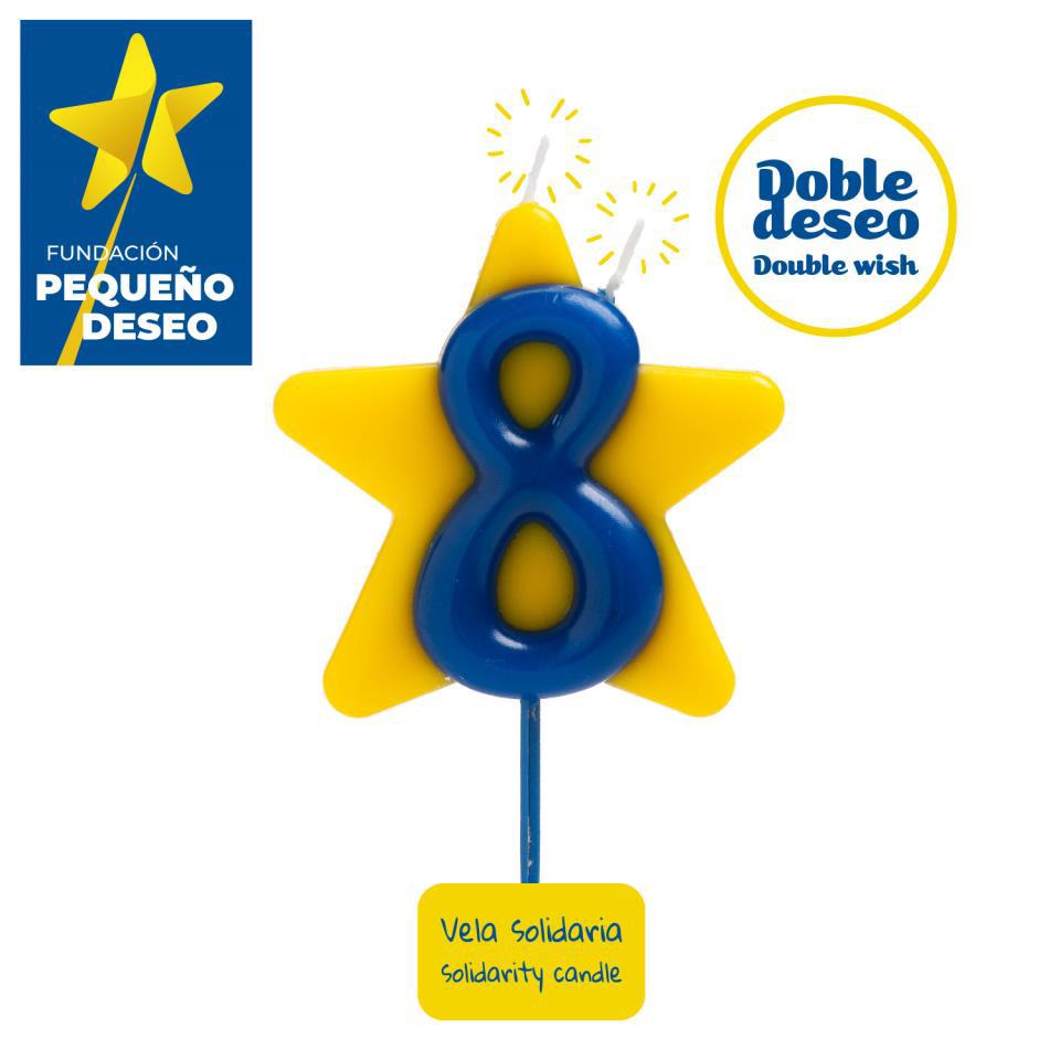 VELA SOLIDARIA DOBLE DESEO NÚMERO 8 - DEKORA