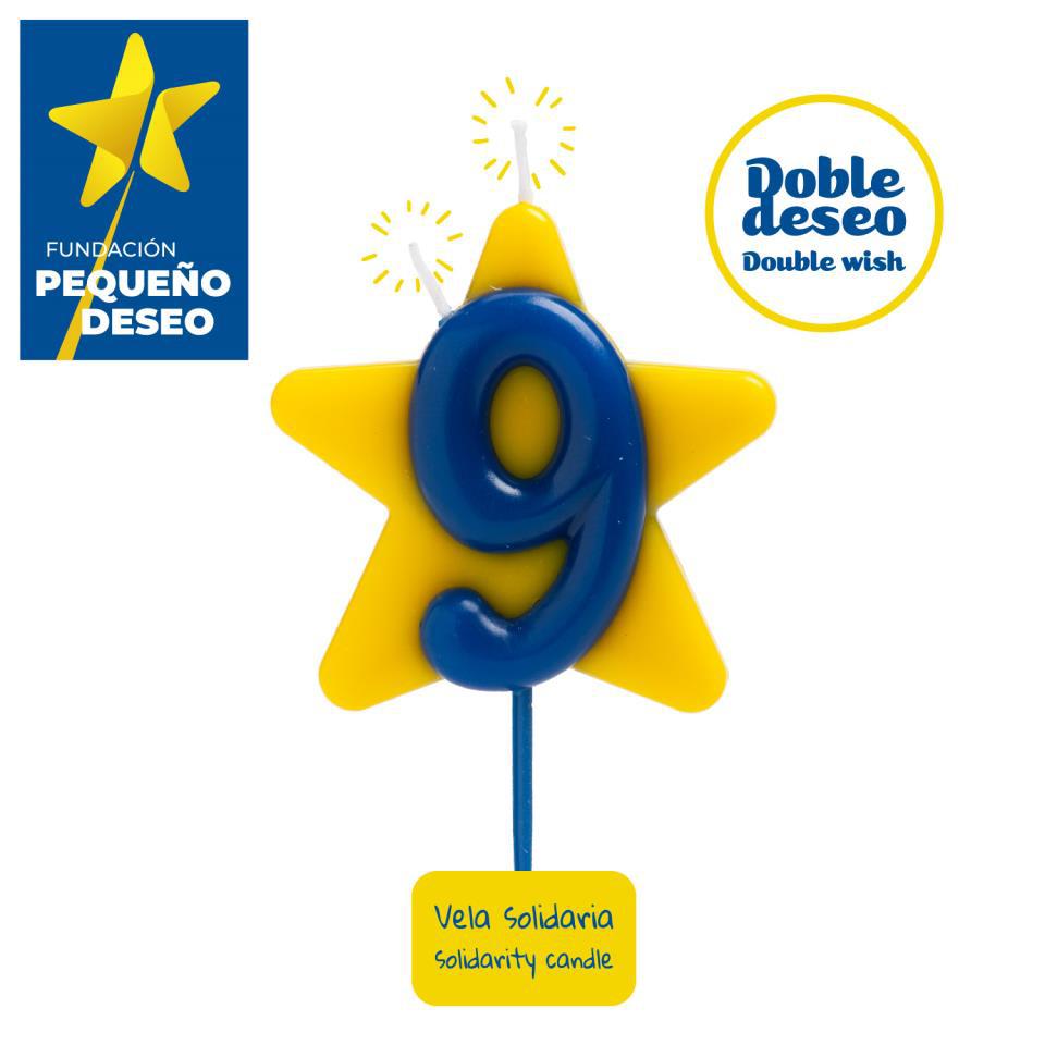 VELA SOLIDARIA DOBLE DESEO NÚMERO 9 - DEKORA